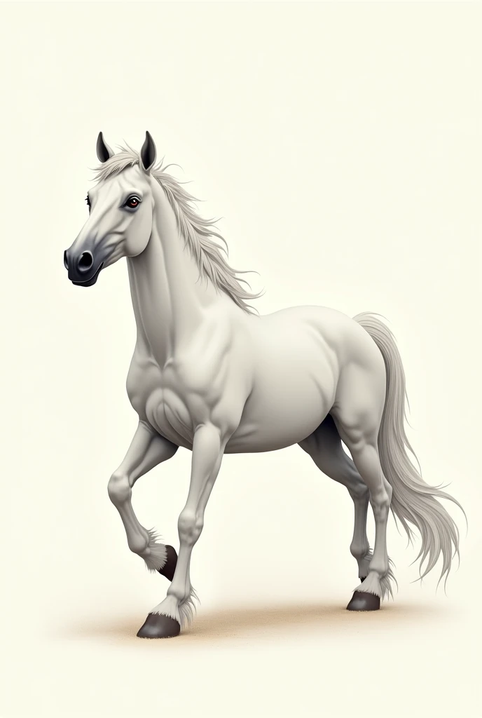 A white horse without wings to draw easily 