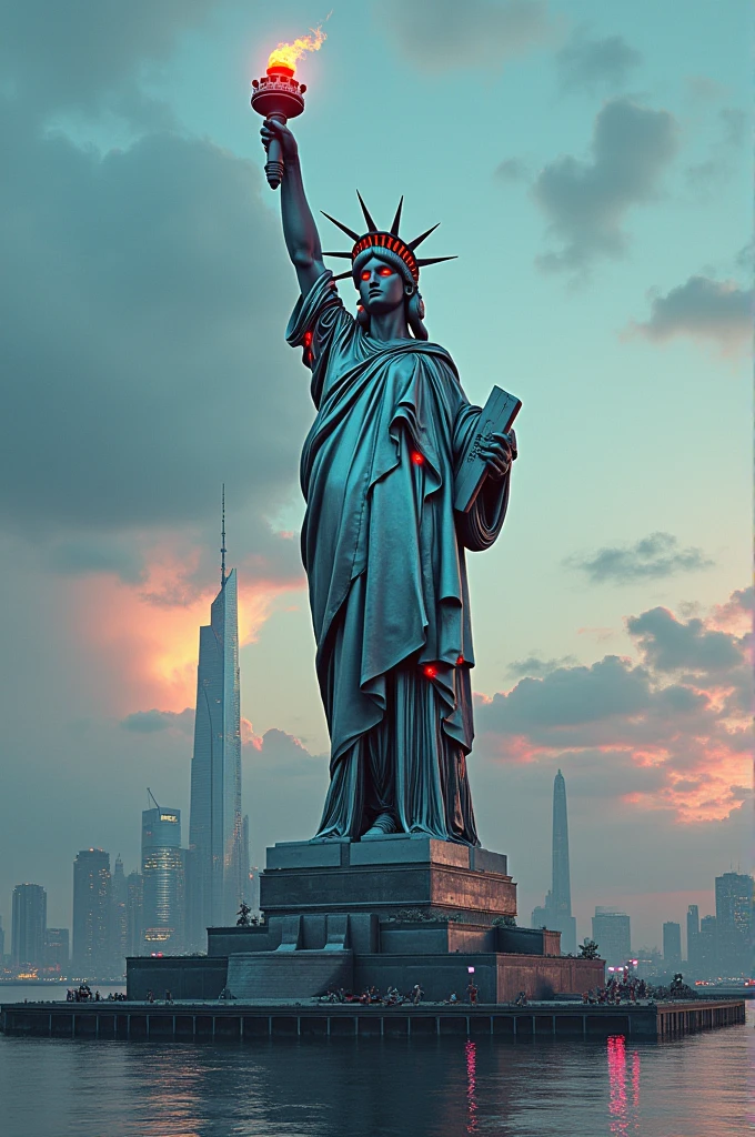 Statue of robotic liberty
