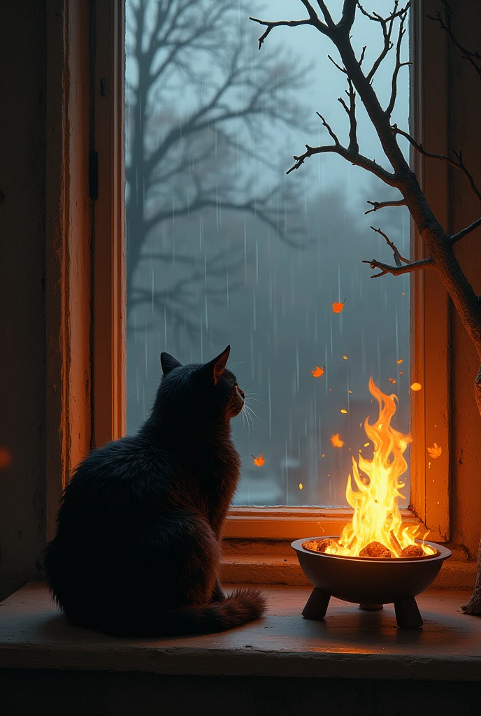 "autumn. Let it be autumn. Let it be autumn y que llueva. A lot. Let there be logs burning in a brazier. and a cat. Let there be a cat and let it be black and let it look yellow and let it curl up and let it teach us a little about living. But above all things, let it be autumn. That a glass is missing from the window. Let the rain and the cold come through that gap. That you want to kiss me. I&#39;m looking forward to it. Let a man wait for you somewhere else. Let it be autumn again. autumn y Que llueva. And don&#39;t go. Stay with me. Let it be autumn otra vez y que te quedes".



