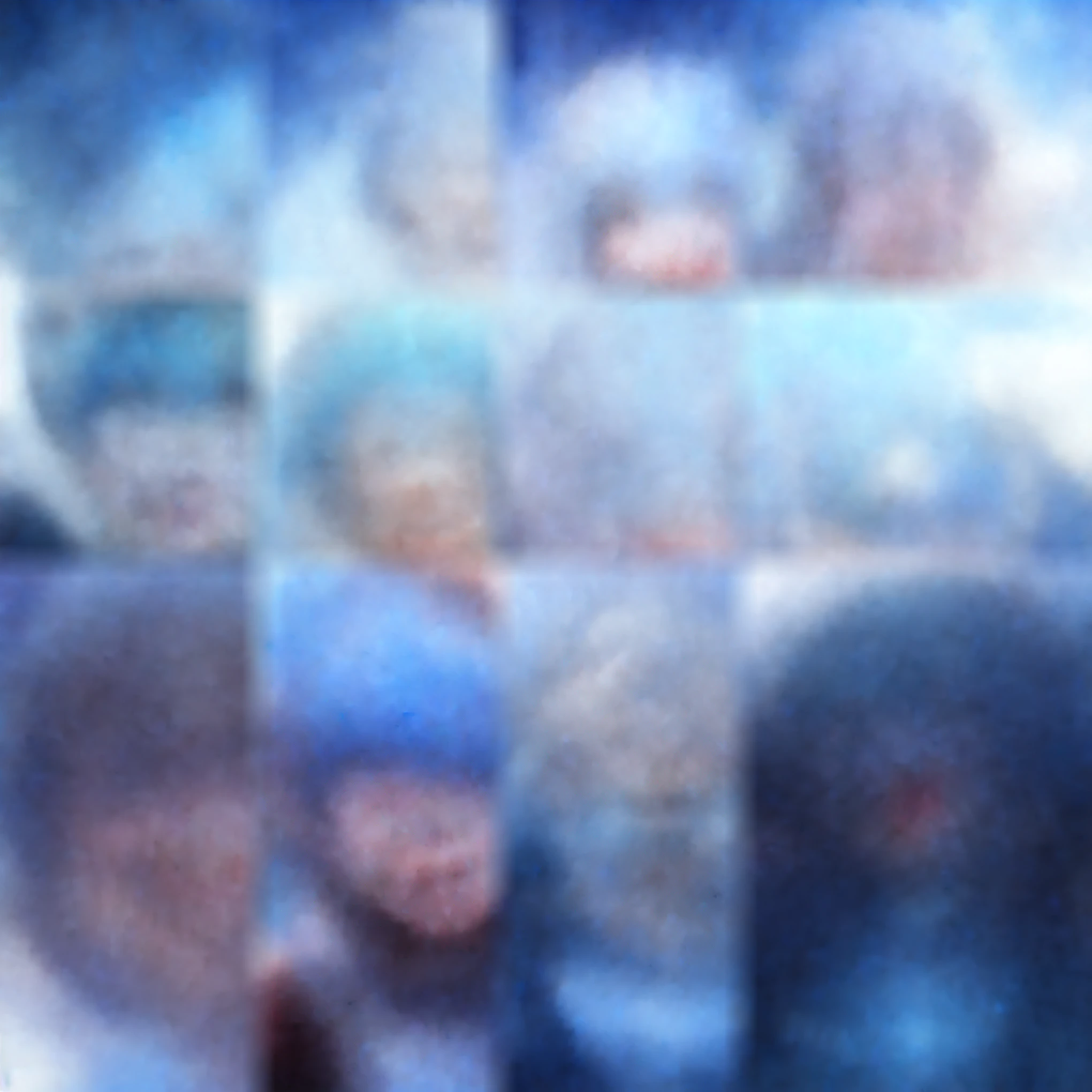 Make a man laughing with a blue reflection in his eyes