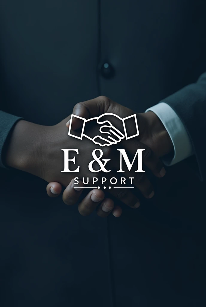 logotype, E & M Support LLC, the firm is doing management and enterprising support, handshake , the watch on the background