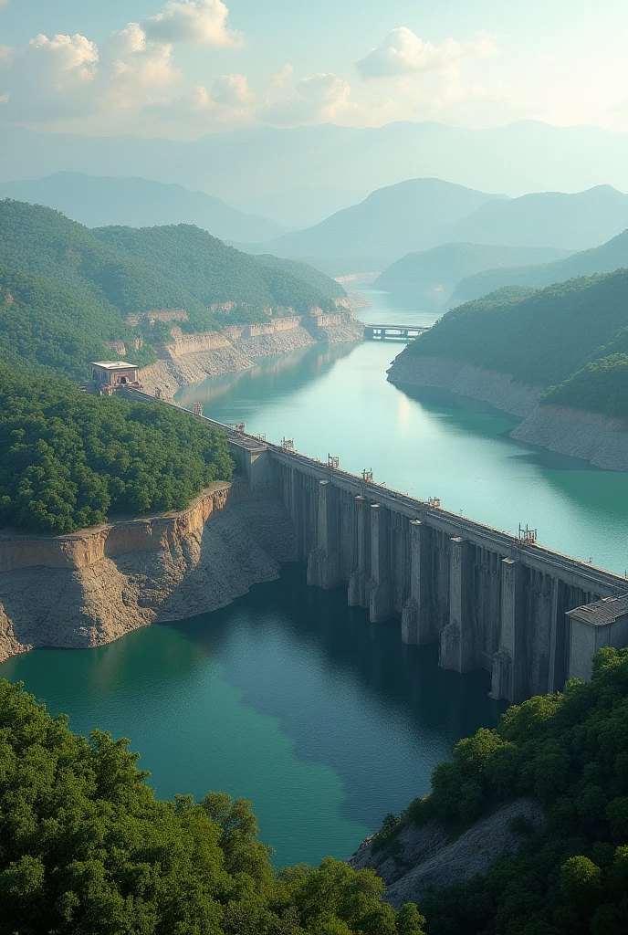 Creat an image consisting of Farakka dam and a new dam to be built 40 KM downstream of Padma river