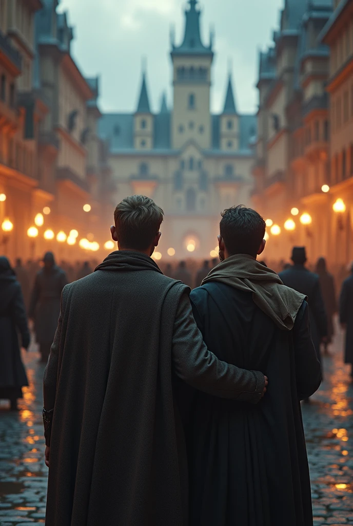 One night,Erik: A brave young man and his father were in the town square, make it bigger