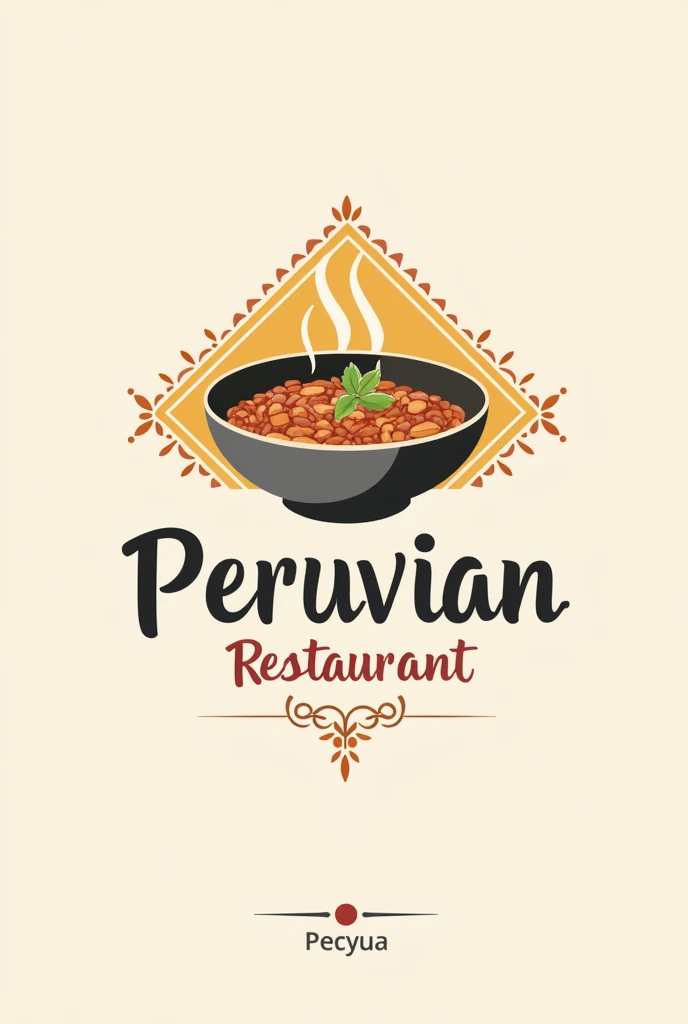 Create a logo for a Peruvian restaurant It must have some Peruvian like and a name, with neutral colors With Colors of the Peruvian flag and some typical Peruvian dishes