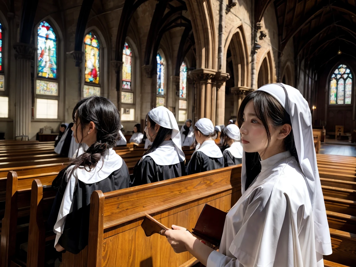 church 、Nuns 、、, Are standing,,