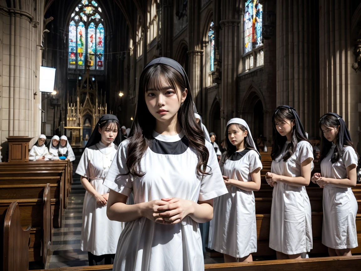 church 、Nuns 、、, Are standing,,