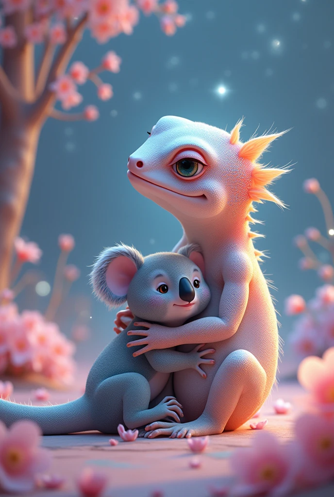Beautiful romantique lézard et koala 