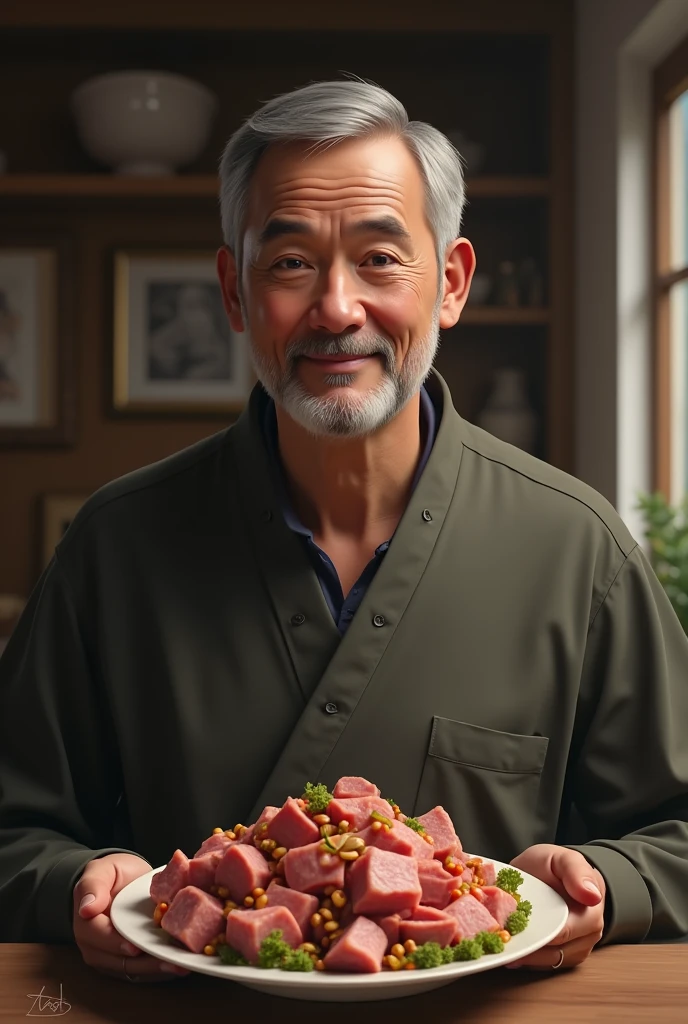 A kind man Refuse to eat pig