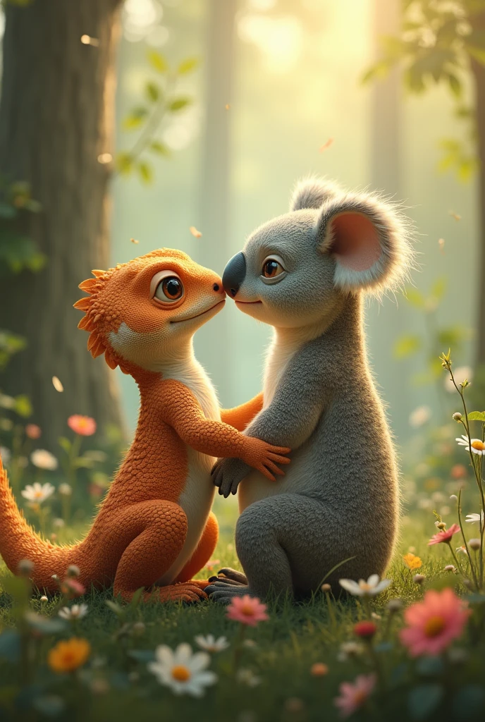 Beautiful love lézard et koala 