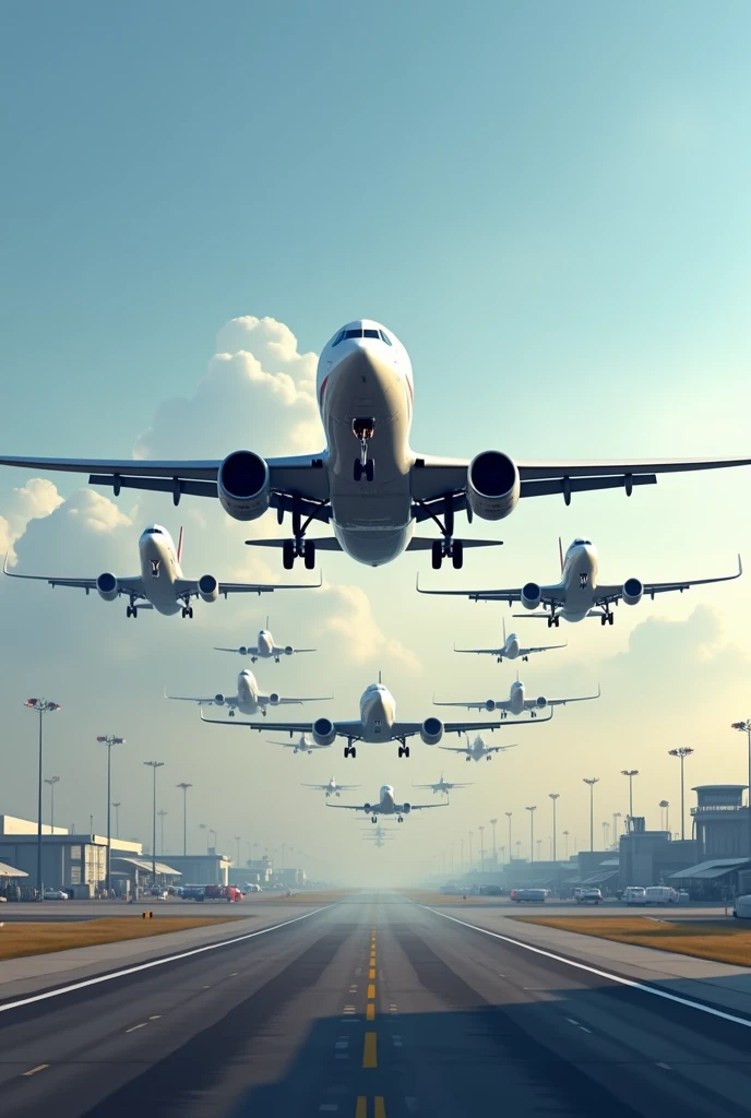 planes landing on the runway