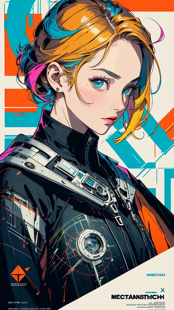 (((masterpiece, highest quality))),(((solo:1.2))),(((1girl:1.2))),32k wallpaper, very detailed, poster, vintage science fiction,(((((geometric cinematic movie poster))))),(((((bauhaus))))), shape,(((abstract))),(mid century modern),movie poster,(((((portfolio))))),(((((Close-up))))),(((((bust up))))),((((more various angle)))),(((highlight))),((((heterochromia)))),(((complete detailed face))),(((detailed futuristic machine))),(((most complecated machine))),unlimited colorful color scheme,(((Absolutely mechanic background)))