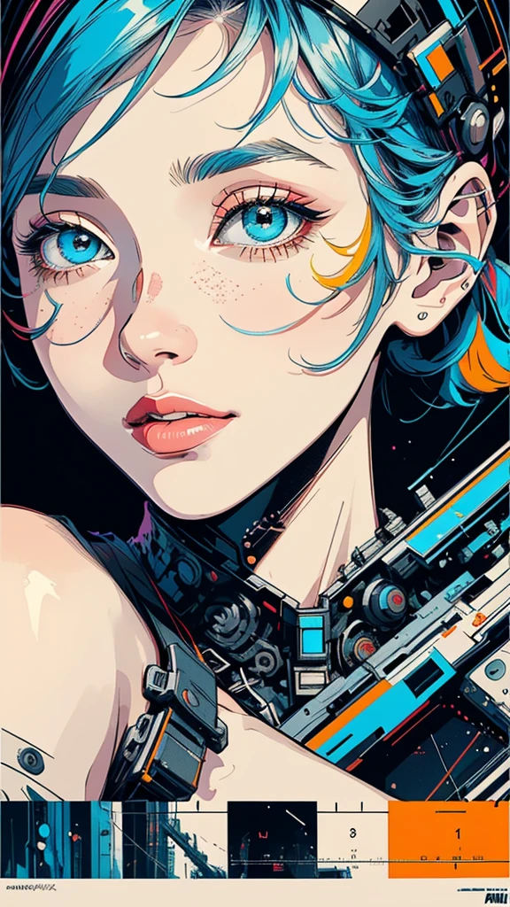 (((masterpiece, highest quality))),(((solo:1.2))),(((1girl:1.2))),32k wallpaper, very detailed, poster, vintage science fiction,(((((geometric cinematic movie poster))))),(((((bauhaus))))), shape,(((abstract))),(mid century modern),movie poster,(((((portfolio))))),(((((Close-up))))),(((((bust up))))),((((more various angle)))),(((highlight))),((((heterochromia)))),(((complete detailed face))),(((detailed futuristic machine))),(((most complecated machine))),unlimited colorful color scheme,(((Absolutely mechanic background)))