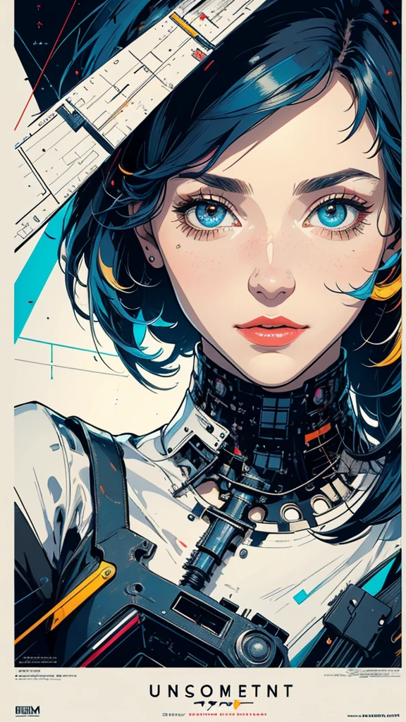 (((masterpiece, highest quality))),(((solo:1.2))),(((1girl:1.2))),32k wallpaper, very detailed, poster, vintage science fiction,(((((geometric cinematic movie poster))))),(((((bauhaus))))), shape,(((abstract))),(mid century modern),movie poster,(((((portfolio))))),(((((Close-up))))),(((((bust up))))),((((more various angle)))),(((highlight))),((((heterochromia)))),(((complete detailed face))),(((detailed futuristic machine))),(((most complecated machine))),unlimited colorful color scheme,(((Absolutely mechanic background)))