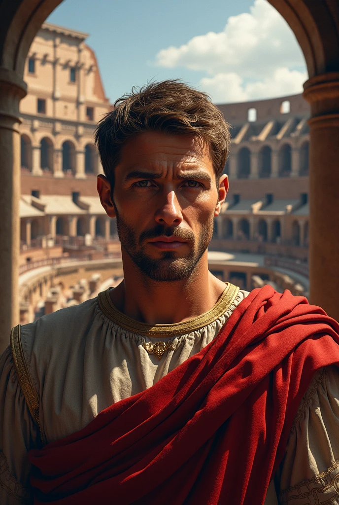 Portrait of Julius Caesar in an ancient rome Colosseum 