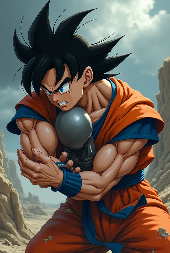 Android 18 squeezing Goku&#39;s neck