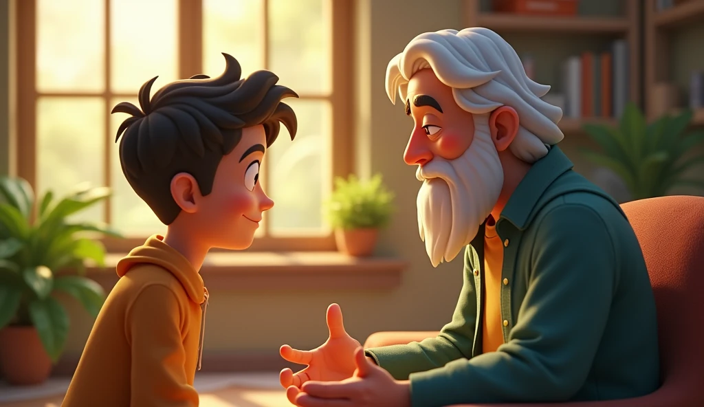 विद्यार्थी ने पूछा, “गुरुजी, मैं अपने जीवन को सफल कैसे बना सकता हूँ?”**
![विद्यार्थी गुरु से सफलता के बारे में पूछ रहा
Cinematic cartoon 3d style