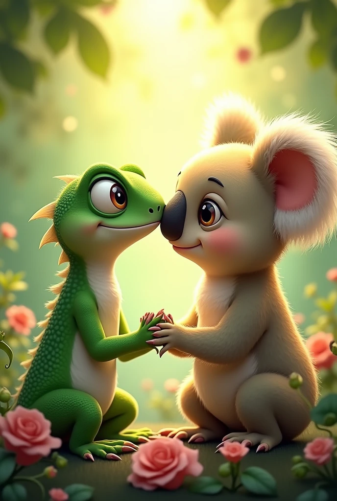 Lézard est amoureux de koala love 