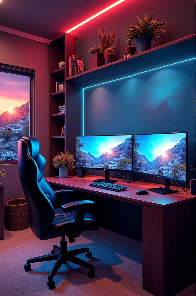 best quality, detailed, gamer room.