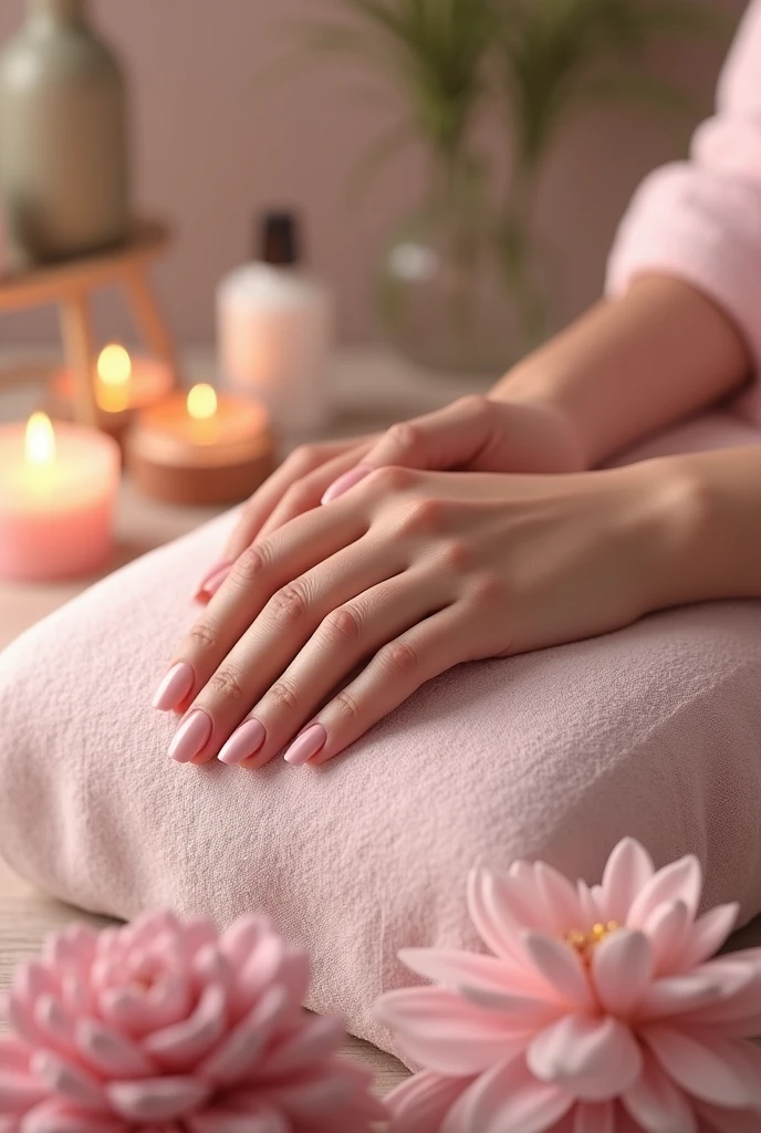 Sweet pink manicure spa nails