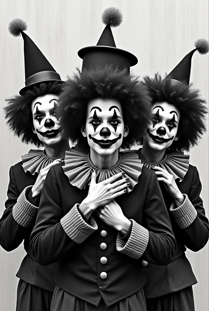  Brazilian clowns in black and white chicano style

