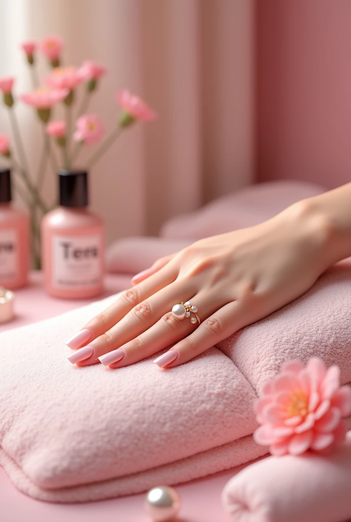 Sweet pink spa manicure