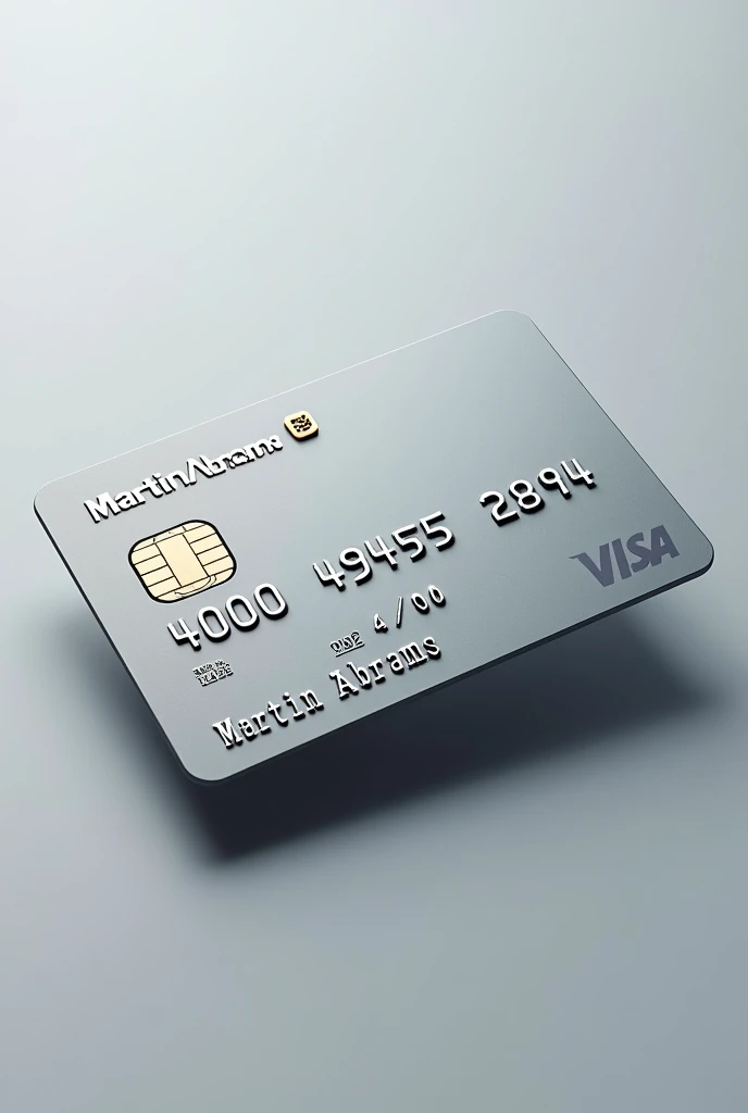 Create me a picture of a credit card, as card holder put Martin Abrams, as credit card number put exactly 4100 4000 3945 2894 and as expiration date exactly 01/26