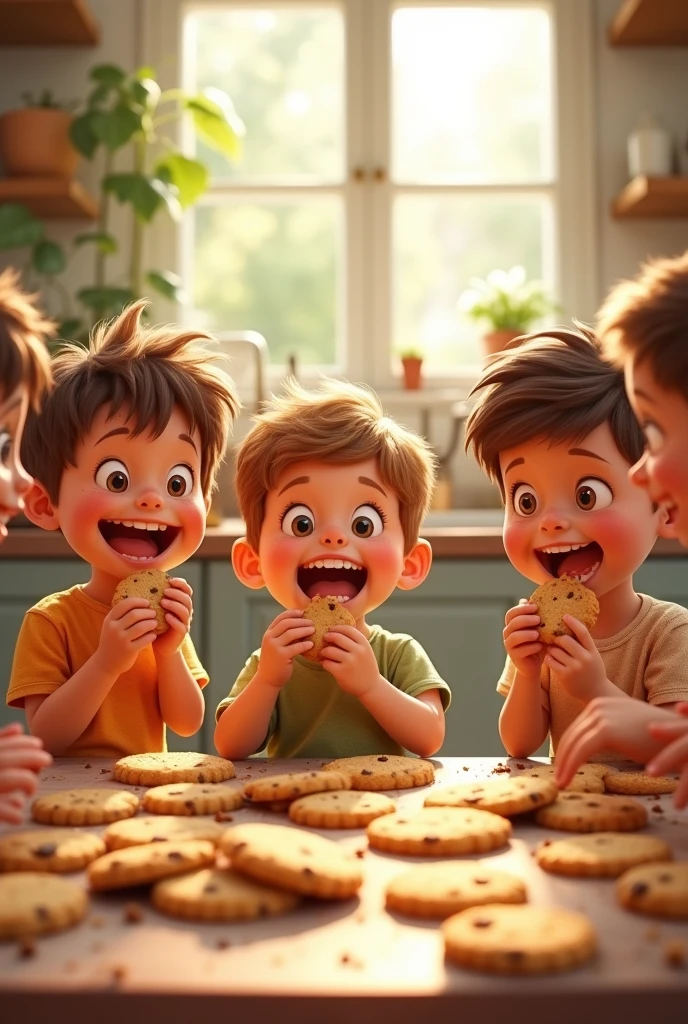 Children eating organic cookies 