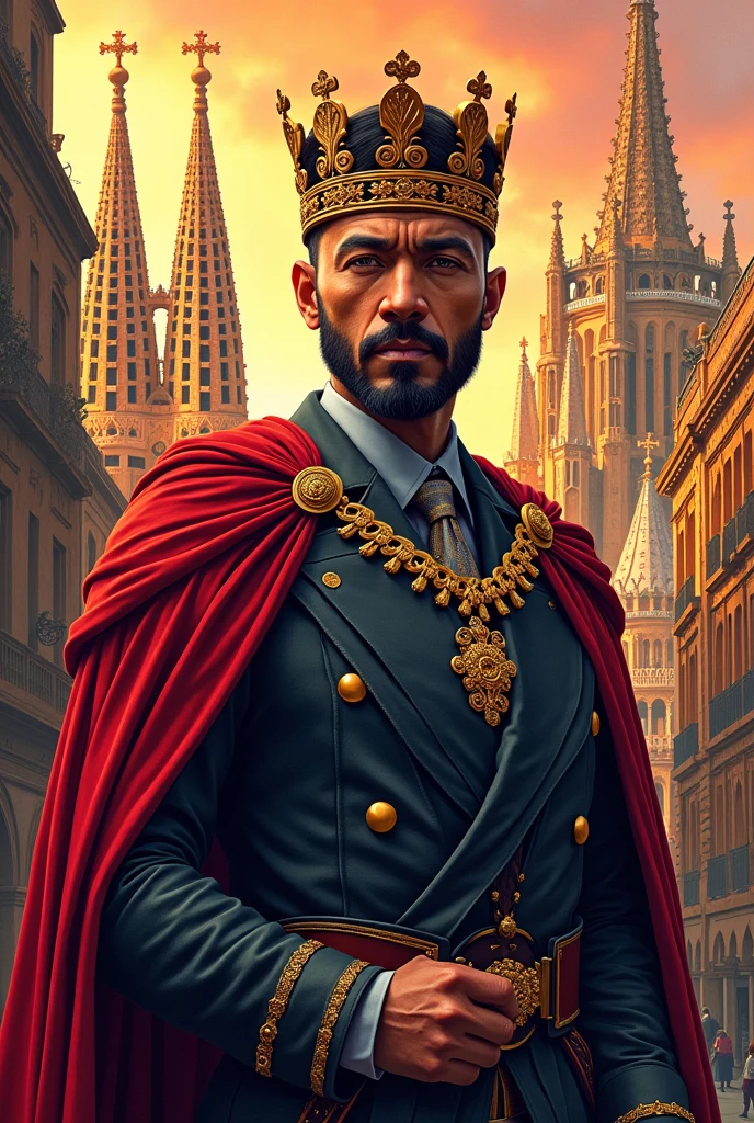 Create me a picture for my YouTube profile with my Name KING XIIX about barcelona 
