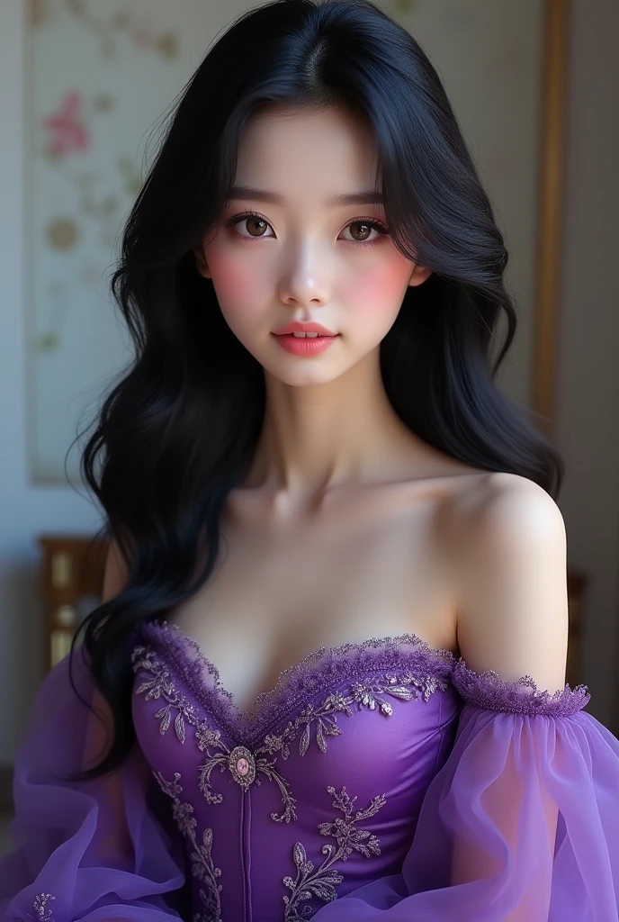A beautiful girl with a purple dress