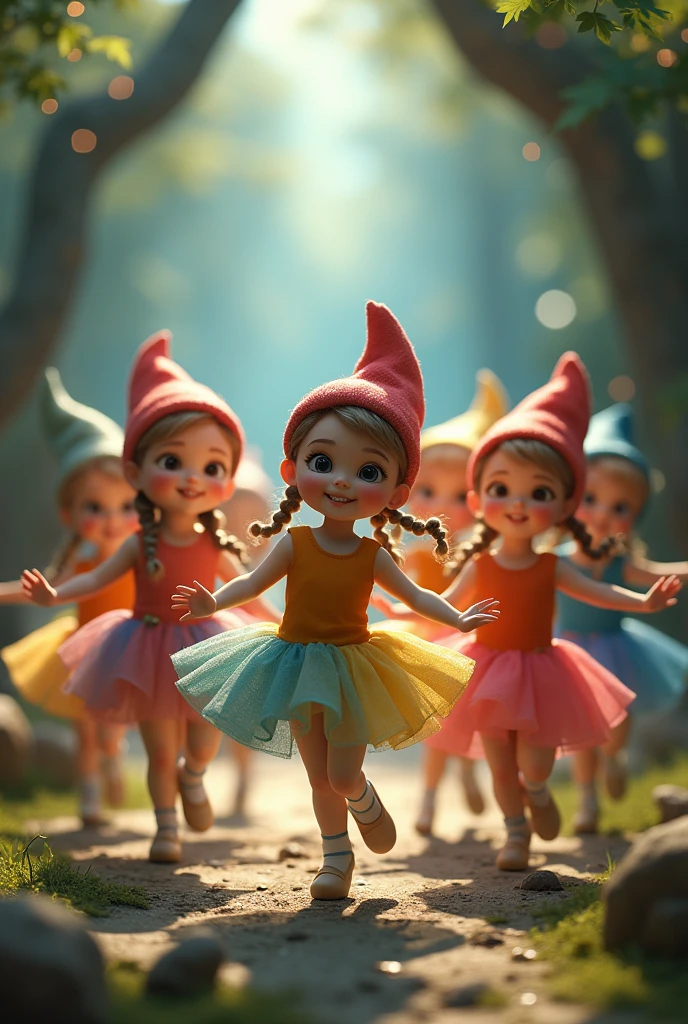 7 Girls dressed as 7 dwarves dancing ballet