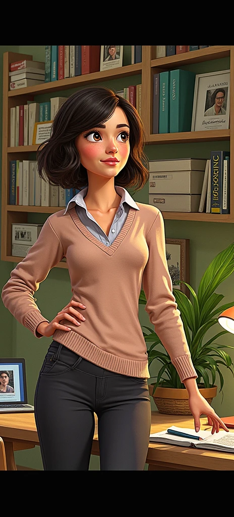 Create what the character Riley from Inside Out 2 would look like if she were in college