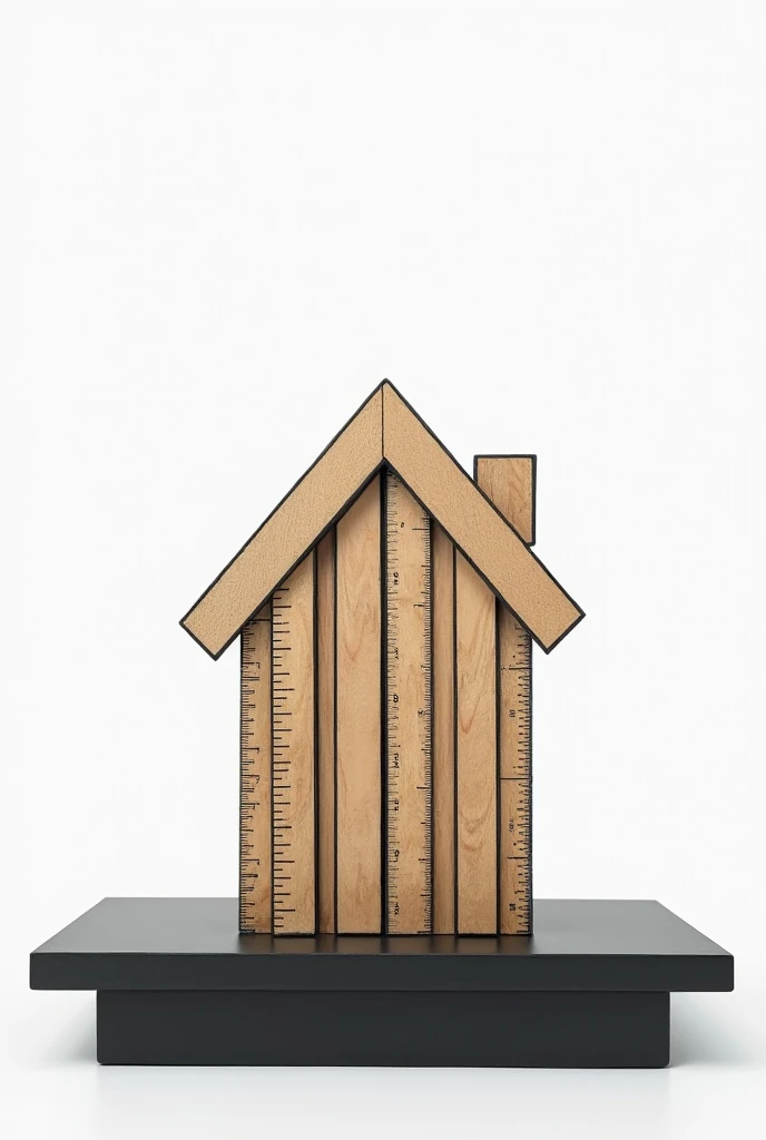 Close rulers form a house, don&#39;t lean, just close to each other, under a black table, house made of rulers, simple 2d drawing