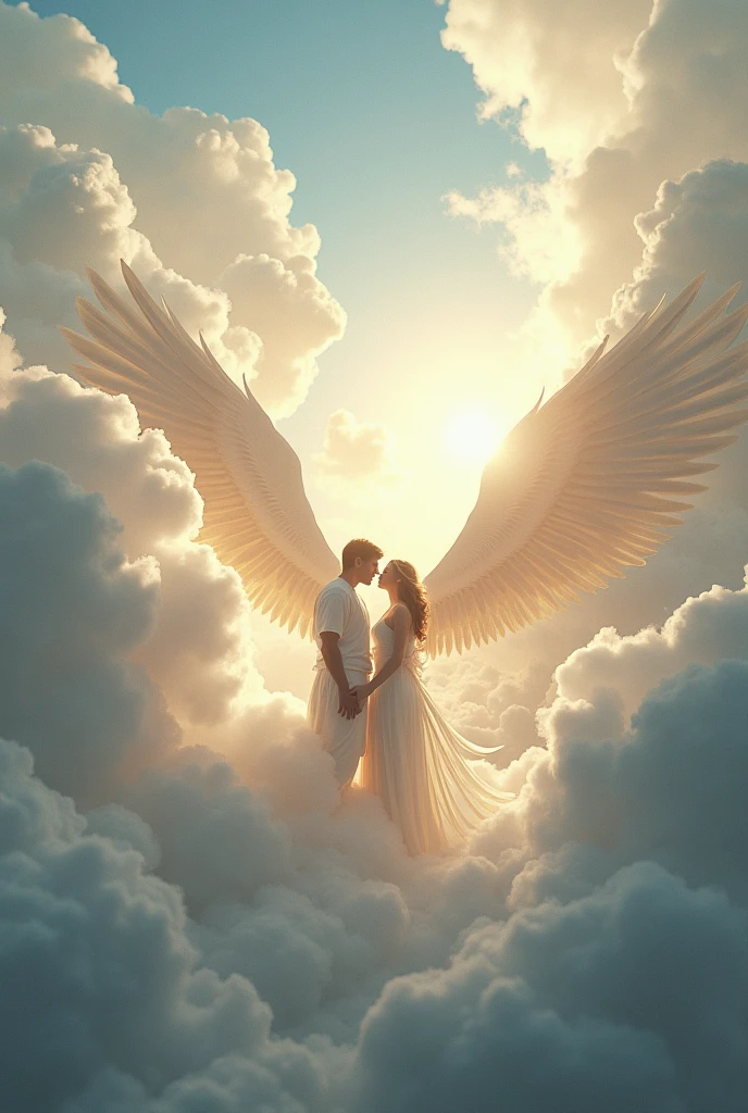 The goddess Athena and her lover flew away on the wings of large white clouds