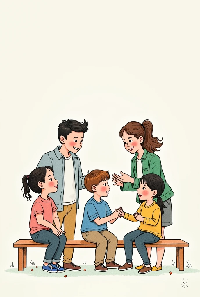 Uncolored drawing where the central theme is tolerance, They can be actions where it is tolerable. They must be so that a child can understand them.