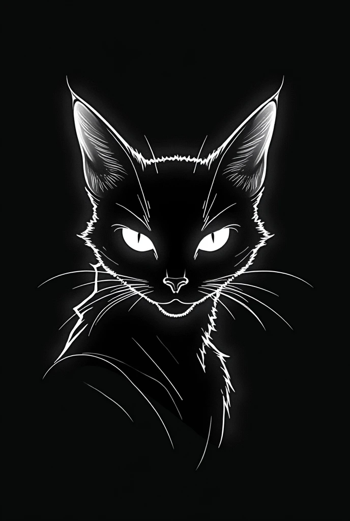 I need a cyberpunk cat icon with little detail that is just the cat's face, in the form of a drawing, only in one color, preferably white