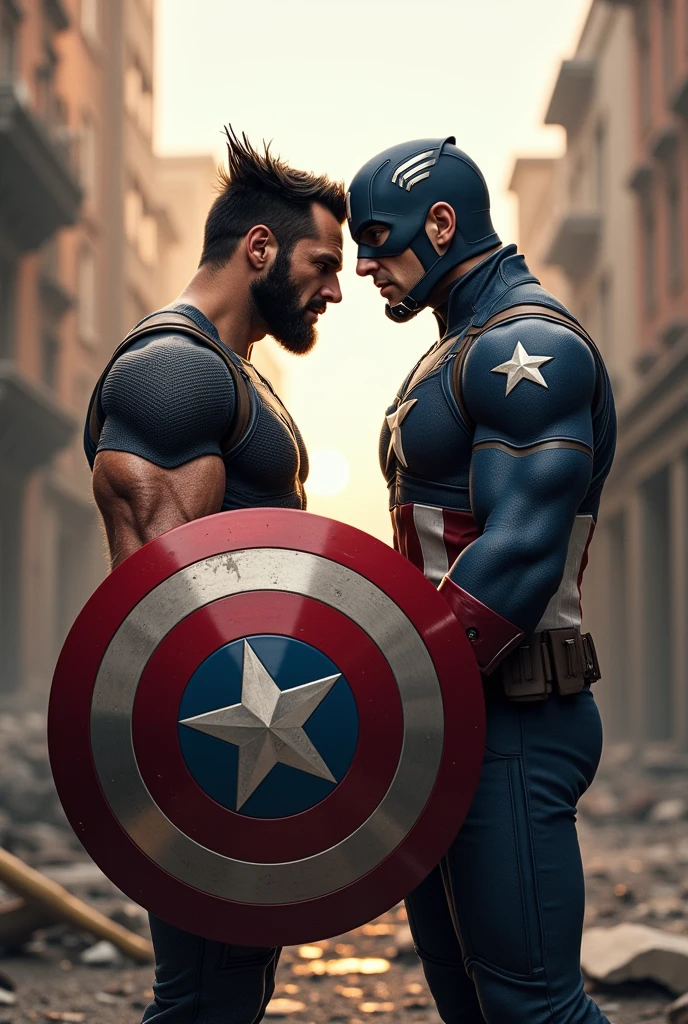 Wolverine and Captain America holding hands