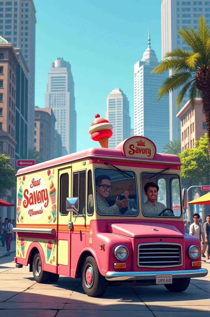“Savory” brand ice cream truck located in the city of GTA San Andrea