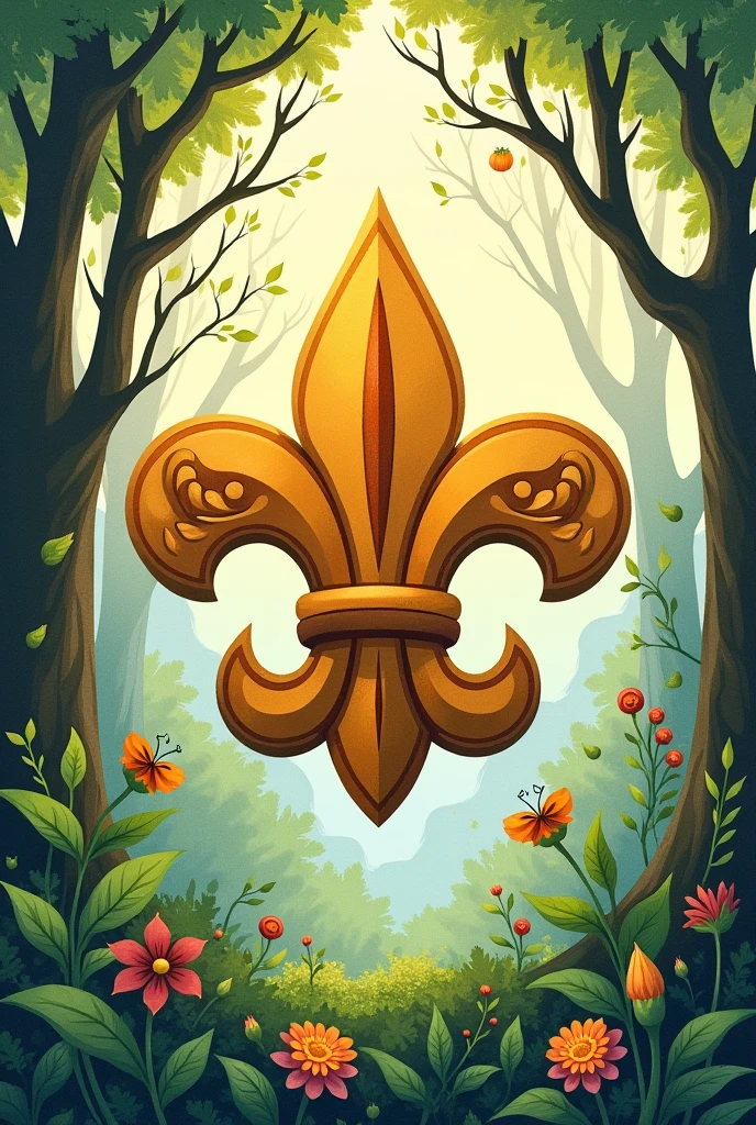 a drawing about some scout symbol and that is related to nature