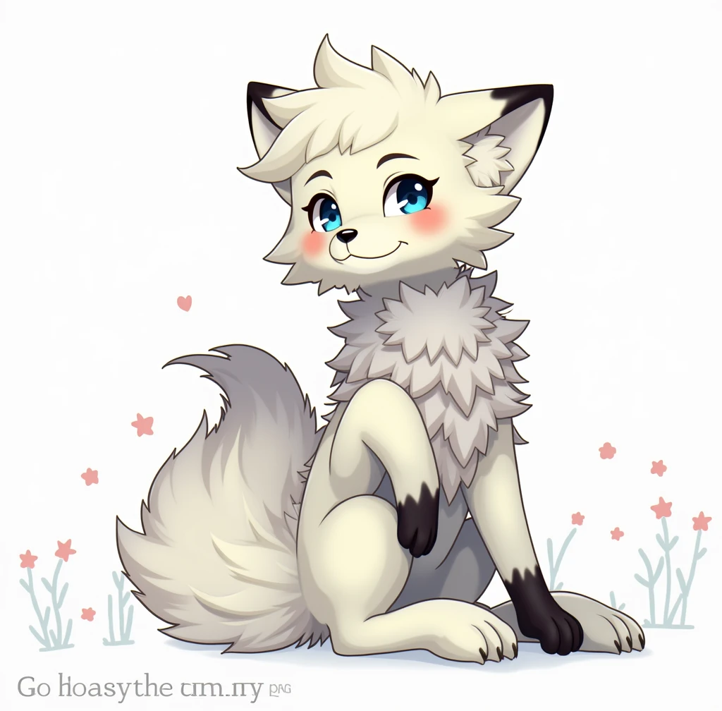white furry fox