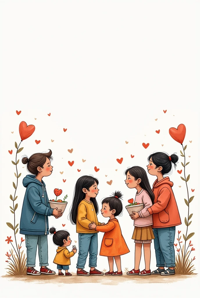 Uncolored drawing where the central theme is tolerance, They can be actions where it is tolerable. They must be so that a child can understand them.