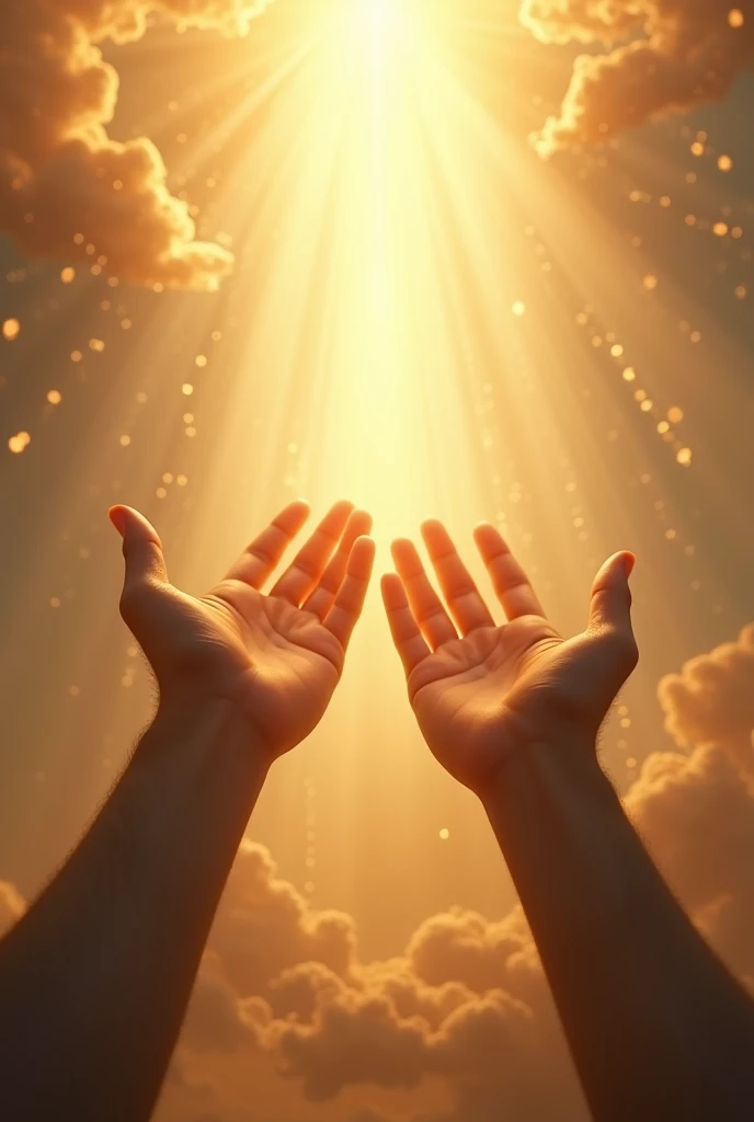 Hands receiving a blessing from God