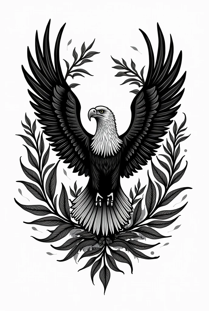 a drawing that looks good in black and white on a scout scarf and that is related to nature