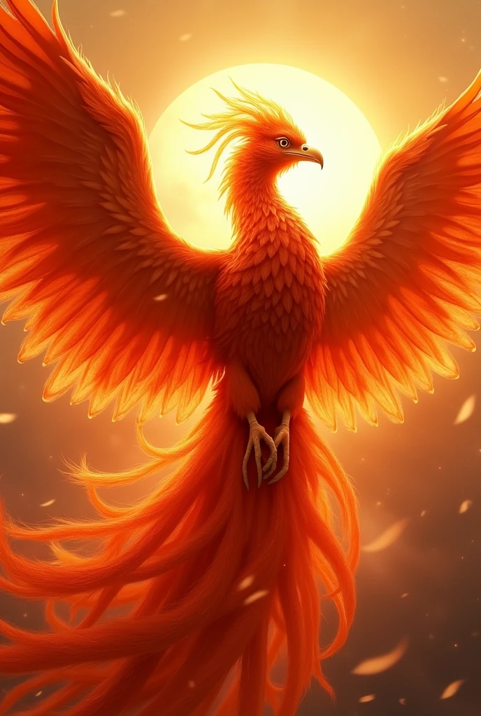 god々A fascinating close-up portrait of a beautiful large phoenix in bright light, Golden Light, The vibrant bokeh balls gently frame the delicate shape.. , The phoenix is a beautiful, fiery red.., Extremely realistic photos, 美しくgod秘的に発光する翼, A long tail like a peacock, Ultra detailed sun, With the sun at my back, Flying in the sky, Facing forward, universe space, Very large and impressive adult bird,