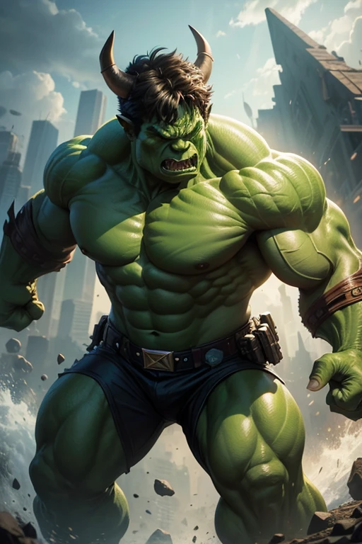 Humanoid Triceratops superhero style Hulk 