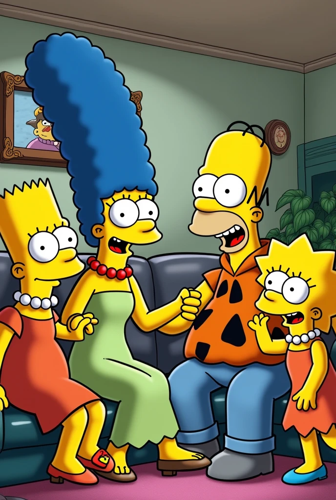 WhatsApp group image for a get-together between cousins using The Simpsons, Os Flintstones,