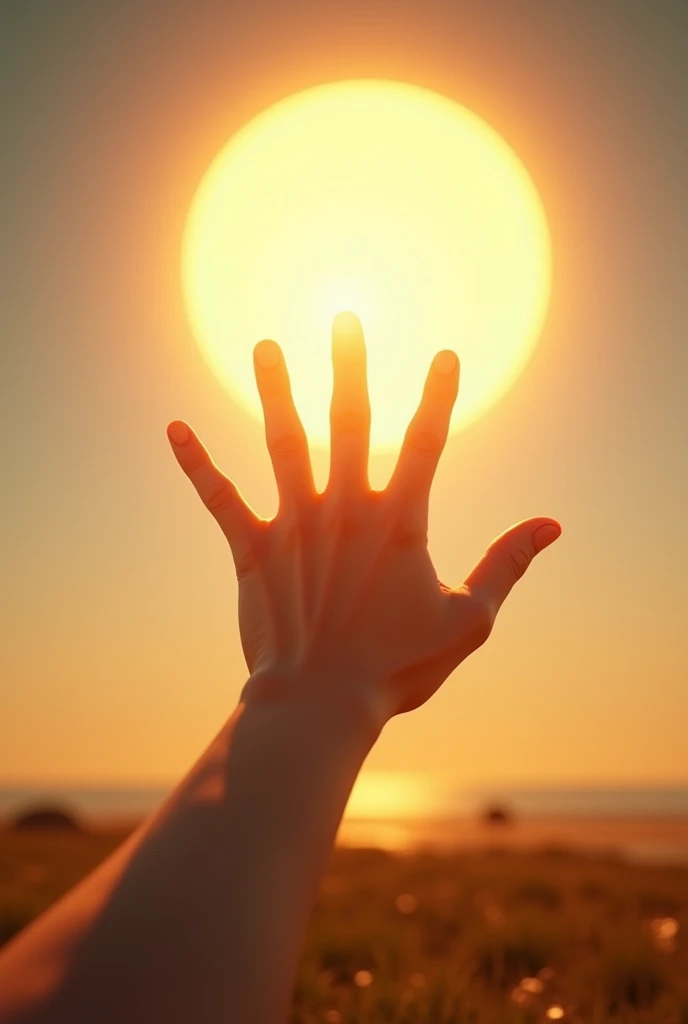 Image of a hand pointing the sun