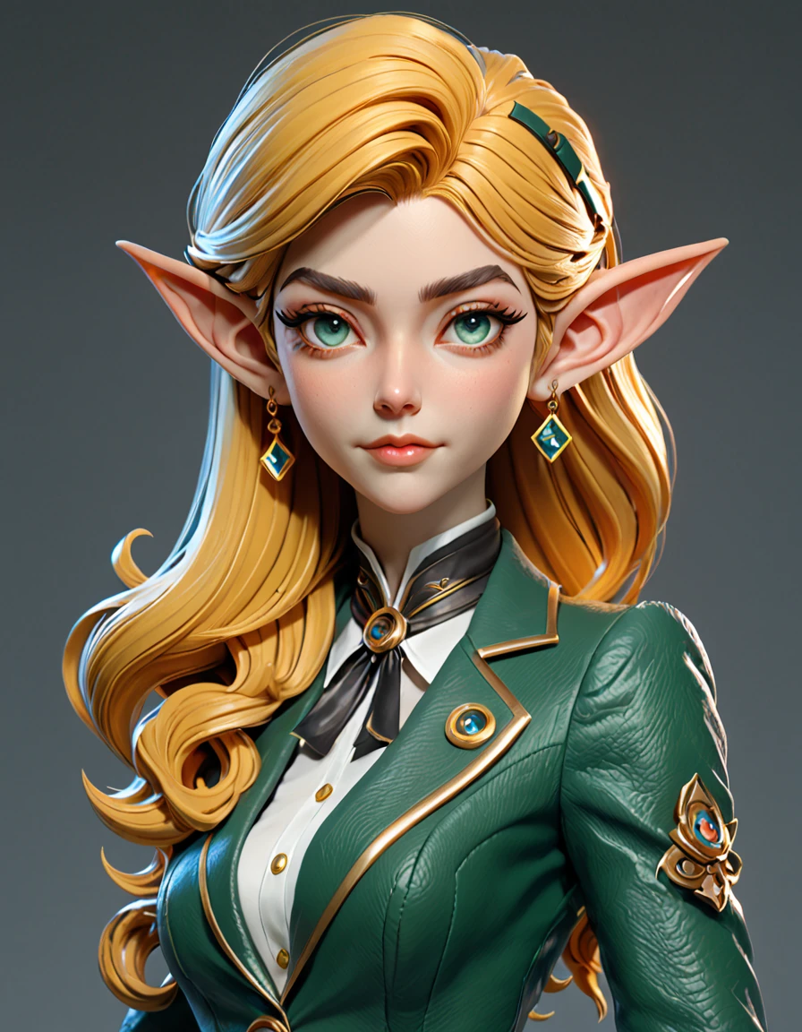 3dmm,Masterpiece,best quality,a elf girl,wearing suit,monocle,fantasy 3D art style,bright colors,whimsical and humorous,highly detailed,expressive facial features,dynamic pose,4k resolution,Arnold rendering masterpiece,Wide angle perspective,,