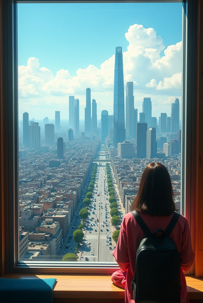 View from the window to the city 