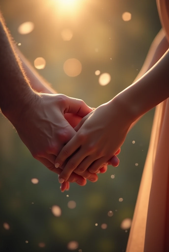 I want a male hand holding a female hand romantically 