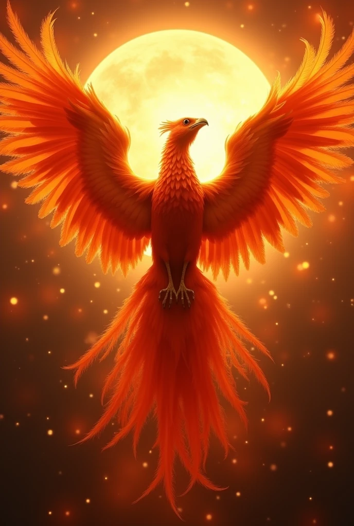 god々A fascinating close-up portrait of a beautiful large phoenix in bright light, Golden Light, The vibrant bokeh balls gently frame the delicate shape.. , The phoenix is a beautiful, fiery red.., Extremely realistic photos, 美しくgod秘的に発光する翼, A long tail like a peacock, Ultra-detailed sun flaring, With the sun at my back, Flying in the sky, Facing forward, universe space, Very large and impressive adult bird, Realistic flaming wings, Squeal with open mouth,